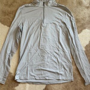 Dover Saddlery Light Gray Quarter-Zip Long Sleeve Riding Top Medium